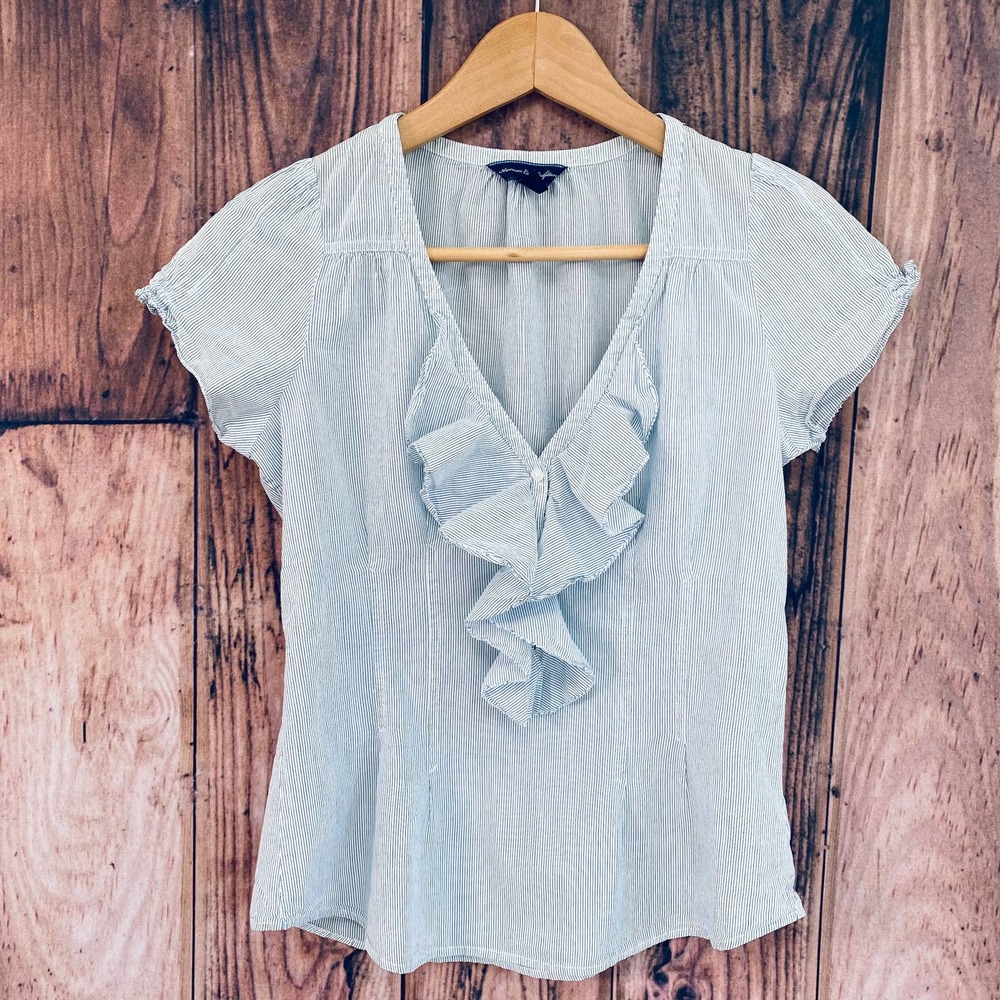 American Eagle Outfitters Pinstripe Blouse Sz 0